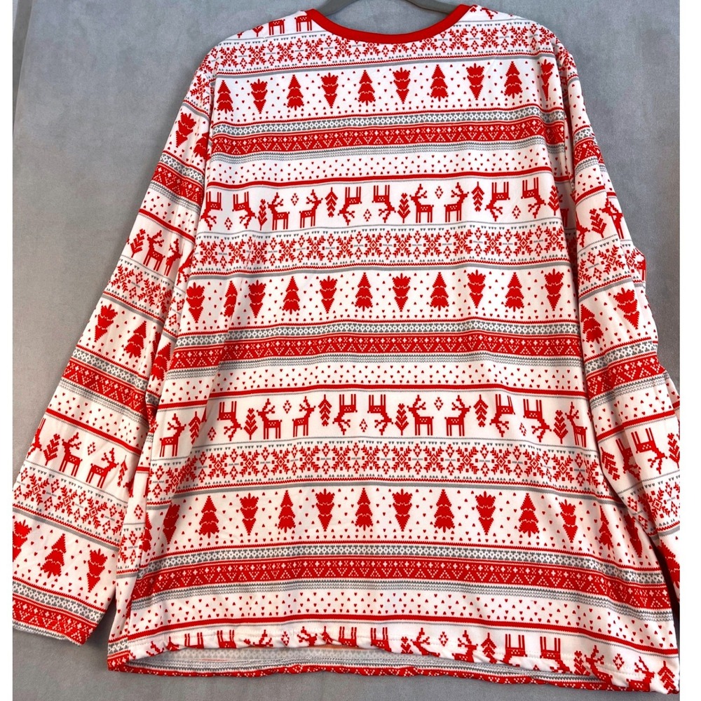Jammies For Your Families Mens Large Pajama Set Red White Fair Isle Reindeer - Picture 8 of 10